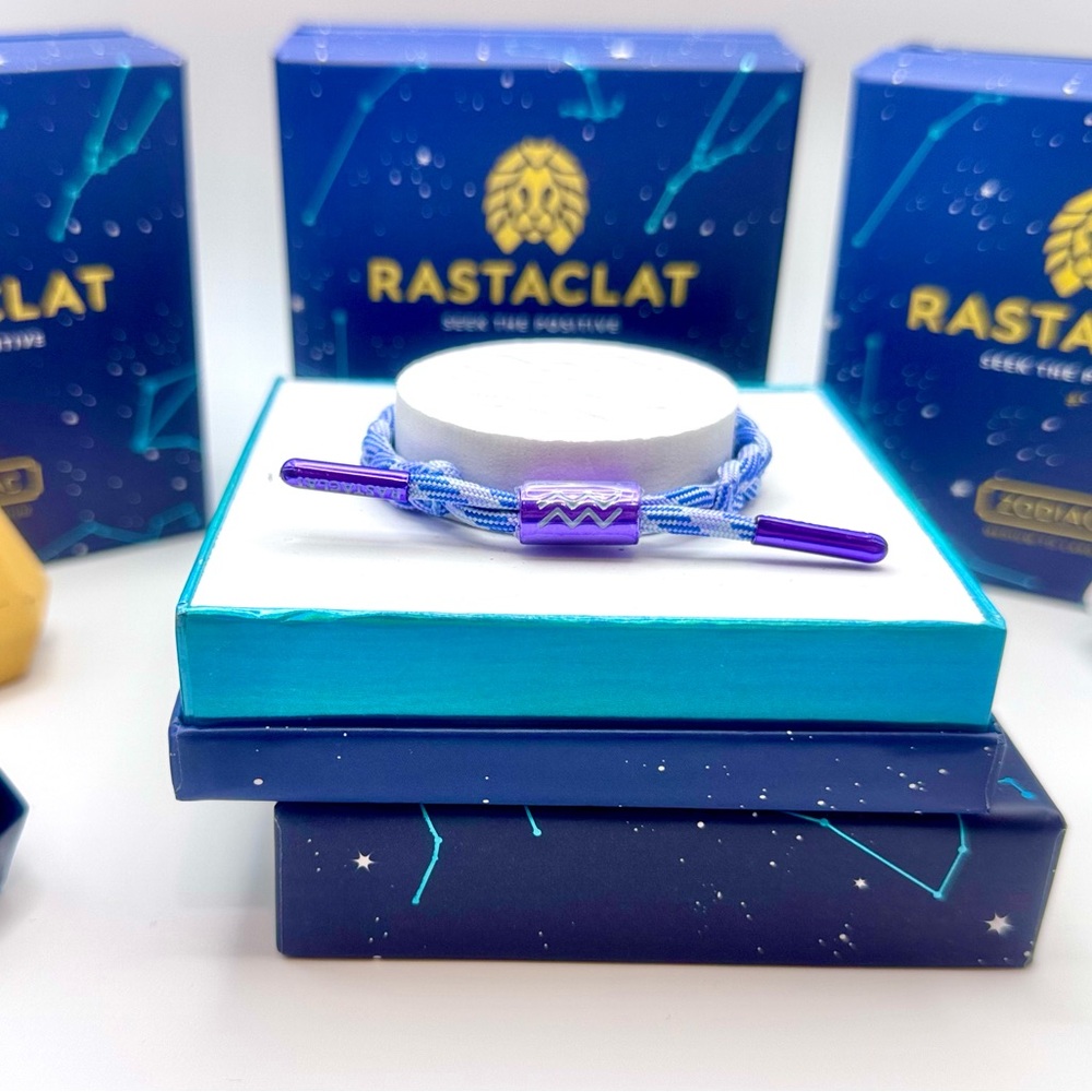 Rastaclat Original Hand Braided Zodiac (AQUARIUS) Adjustable Bracelet NIB!!! 🌊💫💜